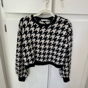 Alice + Olivia Monochrome Houndstooth Sweater